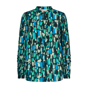 FreeQuent  Petrol Blouse print ruches 