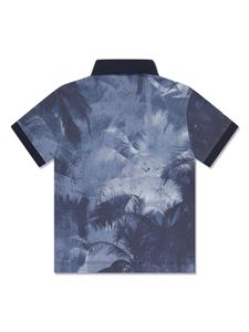 Emporio Armani Kids palm-print cotton polo shirt - Blauw