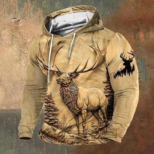 ETST WENDY 005 3D Vintage Heren Hoodies Elanden Print Lente Lange Mouw Mode Straat Hoodies Oversized Kleding Mannen Sweatshirt Casual Trui