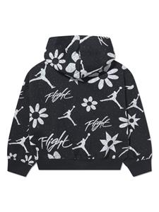 Jordan Kids Floral Flight-print hoodie - Zwart