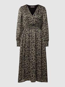 Christian Berg Woman Selection Midi-jurk met dierenprint en gesmokte details