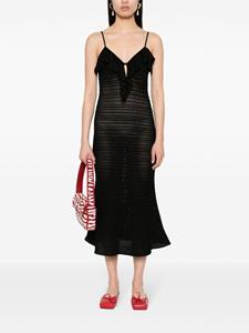 Self-Portrait crochet midi dress - Zwart