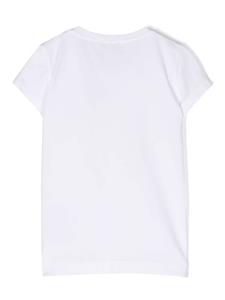 Monnalisa floral-appliqué short-sleeve T-shirt - Wit
