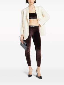 TOM FORD logo-waistband velvet leggings - Bruin