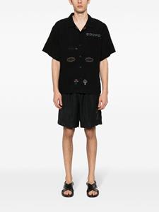 Emporio Armani floral-embroidered bermuda shorts - Zwart
