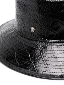 Versace Vissershoed met krokodillen-reliëf - Zwart