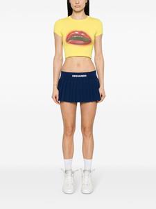 Dsquared2 logo-embroidered pleated mini skirt - Blauw