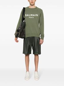 Balmain logo-print cotton sweatshirt - Groen