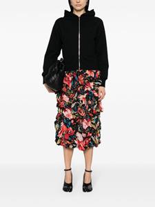 Comme Des Garçons floral-print ruched midi skirt - Zwart