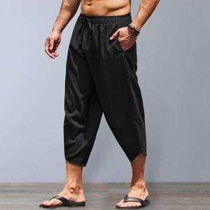 Jiawei Baggy broek Mode, elastische tailleband, comfortabele baggy broek, heren, halfhoge broek, baggy broek, cropped broek, streetwear