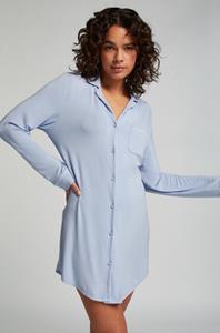 Hunkemöller Langärmeliges Jersey-Hemdkleid Essential Blau