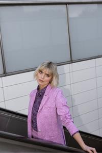 Studio Anneloes Milos spots jacquard blazer - offwhite/dark pink - 09801