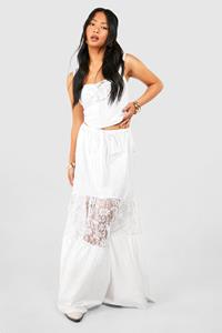Boohoo Petite Lace Detail Maxi Skirt, White