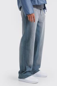 Boohoo Baggy Rigid Bleach Seam Jeans In Mid Grey, Mid Grey