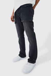 Boohoo Slim Rigid 3D Pocket Jeans In Charcoal, Charcoal