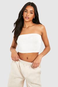 Boohoo Tall Jersey Bandeau Top, Wit