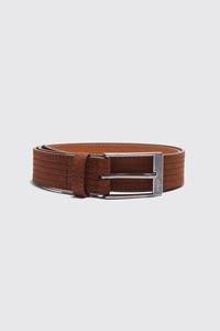 Boohoo Man Signature Faux Leather Textured Belt, Brown
