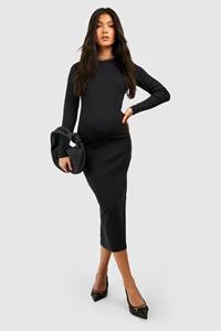 Boohoo Maternity Basic Crew Neck Midaxi Dress, Black