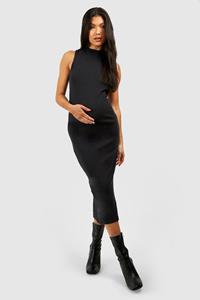 Boohoo Maternity Basic High Neck Racer Back Midaxi Dress, Black