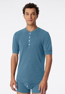 Schiesser Shirt korte mouw blauw-grijs - Revival Karl-Heinz 
