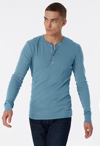 Schiesser Shirt lange mouw blauw-grijs - Revival Karl-Heinz 