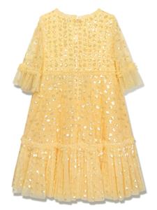 NEEDLE & THREAD KIDS Raindrop jurk verfraaid met pailletten - Geel