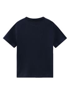 Woolrich Kids Katoenen T-shirt met logoprint - Blauw