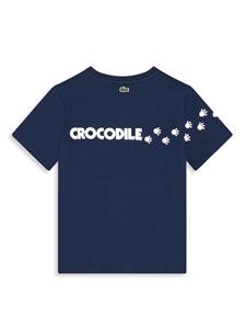 Lacoste crocodile-print organic cotton T-shirt - Blauw