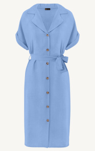 The Musthaves Knopen Midi Jurk Sky Blue