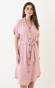 The Musthaves Knopen Midi Jurk Pink