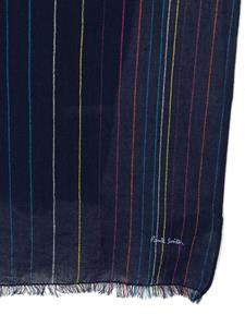 Paul Smith Stitch Stripe cotton scarf - Blauw