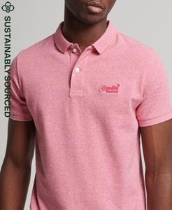 Superdry Male Essential Piqué Poloshirt van Biokatoen met Klassieke Pasvorm Roze