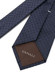 Canali Zijden stropdas met jacquard - Blauw