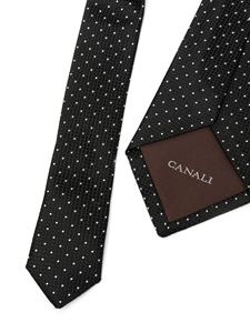 Canali Zijden stropdas met stippen - Zwart