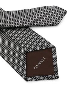 Canali Zijden stropdas met jacquard - Zwart