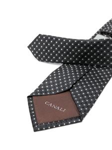 Canali Zijden stropdas met stippen - Grijs
