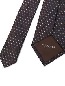 Canali Zijden stropdas met jacquard - Bruin