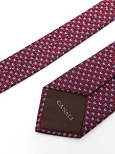 Canali Zijden stropdas met jacquard - Rood