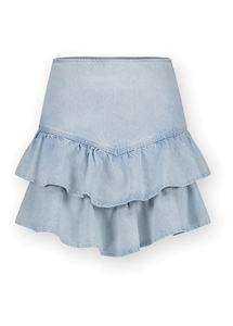 Homage to Denim Lichtblauwe denim ruffle minirok homage