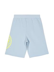 Balmain Kids rubberised-logo cotton shorts - Blauw