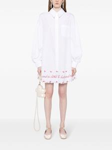 Simone Rocha Katoenen blousejurk met geborduurde tekst - Wit