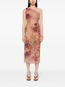 Alberta Ferretti Midi-jurk met bloemenprint - Beige
