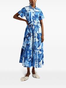 Erdem tapestry-print tiered-skirt midi dress - Blauw