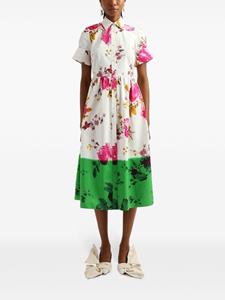 Erdem dipped-hem floral-print shirt dress - Beige