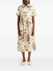 Erdem floral-print linen shirt dress - Beige