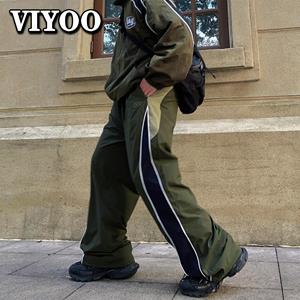 VIYOO Joggingbroeken Y2K-kleding voor heren Retro losse wijde pijpen Casual cargo joggingbroek Paar Koreaanse modekleding Werkbroeken Joggingbroeken Techwear