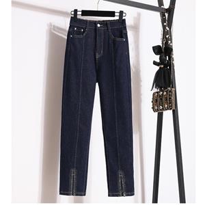 Dimanaf 2024 Plus Size Women Jeans Pants Denim Female Pencil Elastic Diamond Basic Blue High Waist Trousers Oversize Fashion New Pants