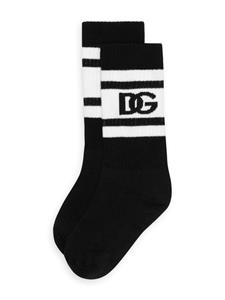 Dolce & Gabbana Kids Geribbelde sokken met intarsia logo - Zwart