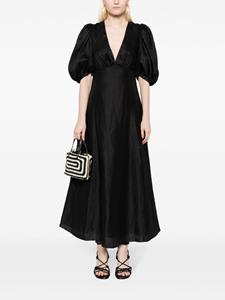 Acler Newnham jurk met pofmouwen - Zwart