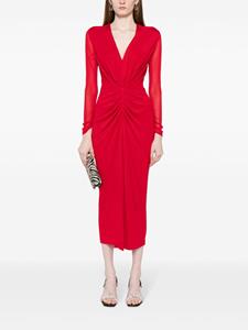 DVF Diane von Furstenberg Midi-jurk met ruches - Rood